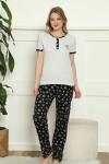 Siyah Beyaz Pijama Takımı Siyah