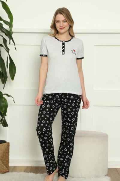 Siyah Beyaz Pijama Takımı Siyah